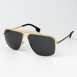 Versace Women Gold Grey Pilot Sunglasses VE2242 100287 BRAND NEW